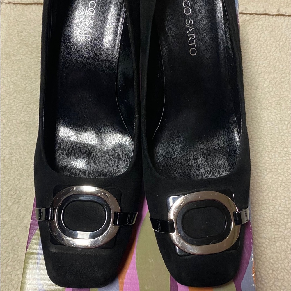 FRANCO SARTO - Black Suede /Patent Heel